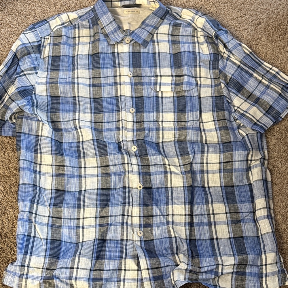 Tommy Bahama Blue and Cream Plaid Men's Shirt